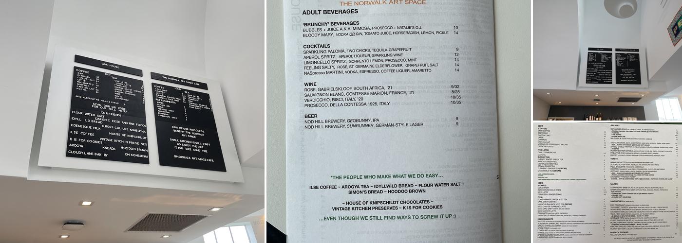 The Art Space Cafe Menu