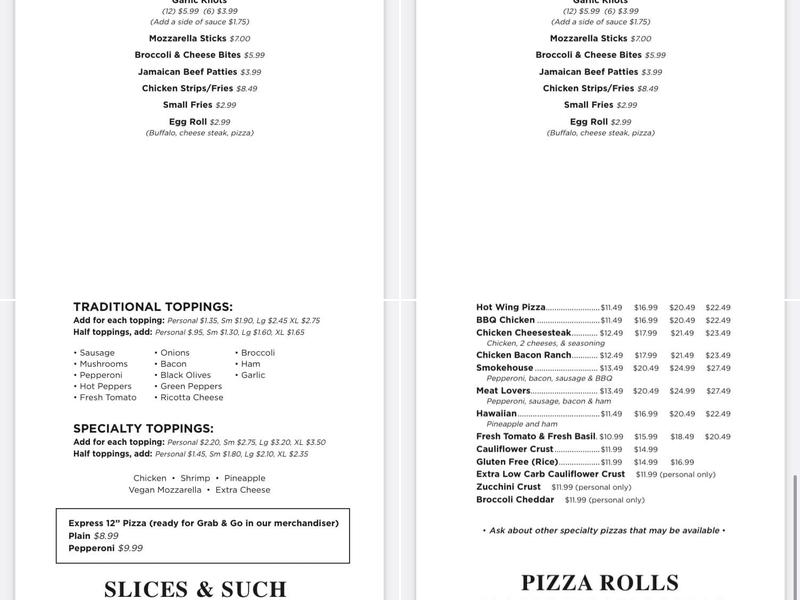 Two guys from Italy Express Lake Wallenpaupack Menu