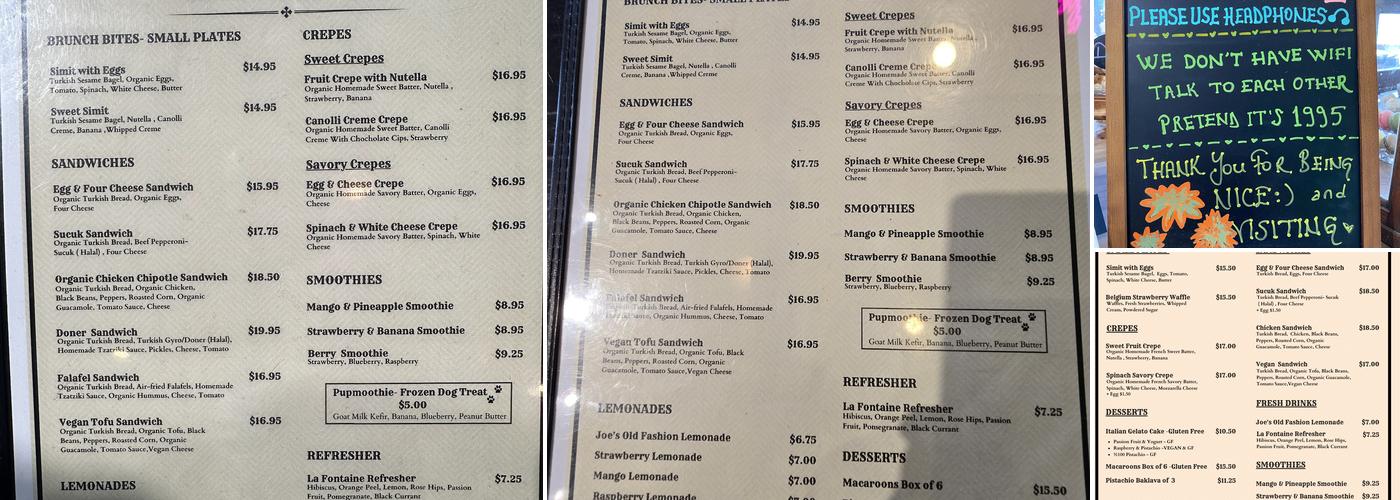 La Fontaine Cafe Menu