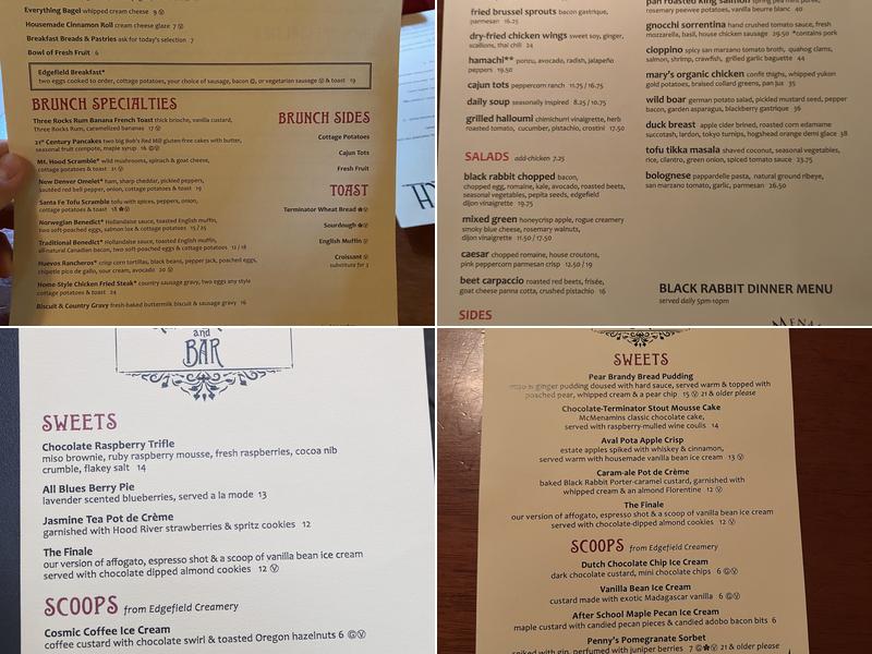 McMenamins Black Rabbit Restaurant Menu