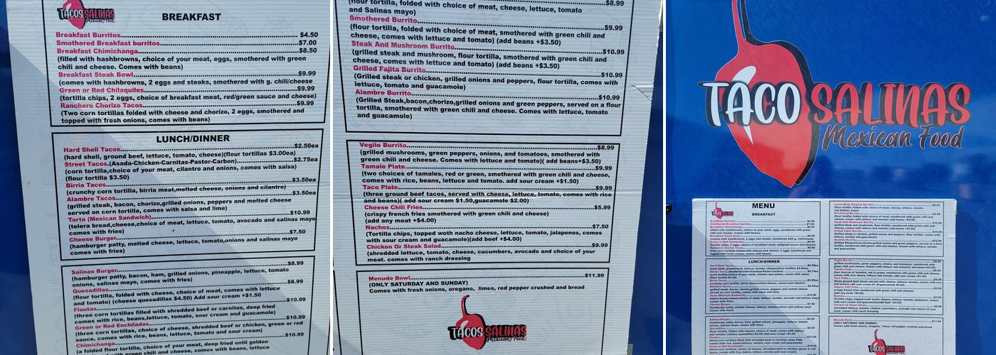 Tacos Salinas Menu