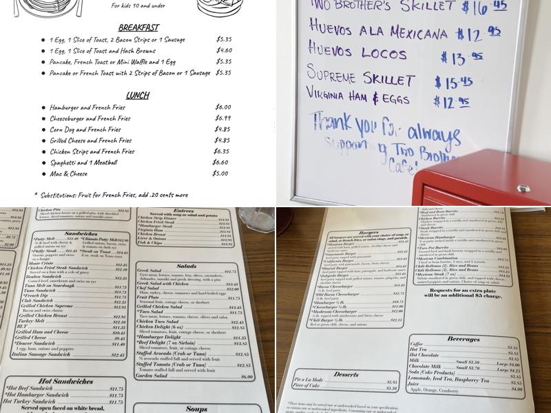 Two Brothers Cafe Menu
