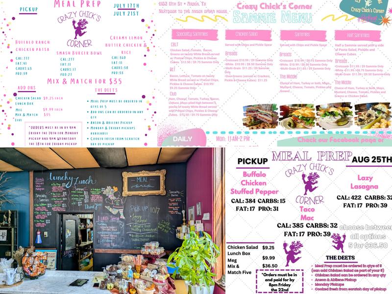 Crazy Chick's Corner Menu