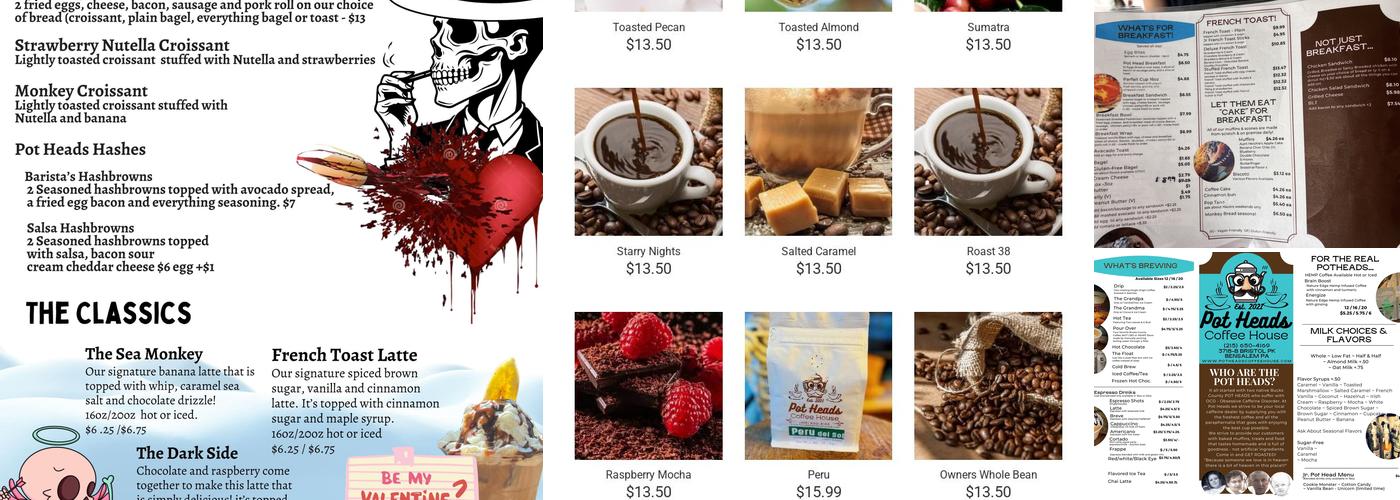 Pot Heads Coffee House Menu