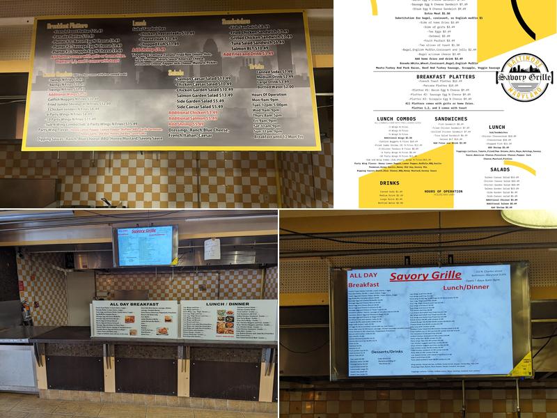Savory Grille Menu