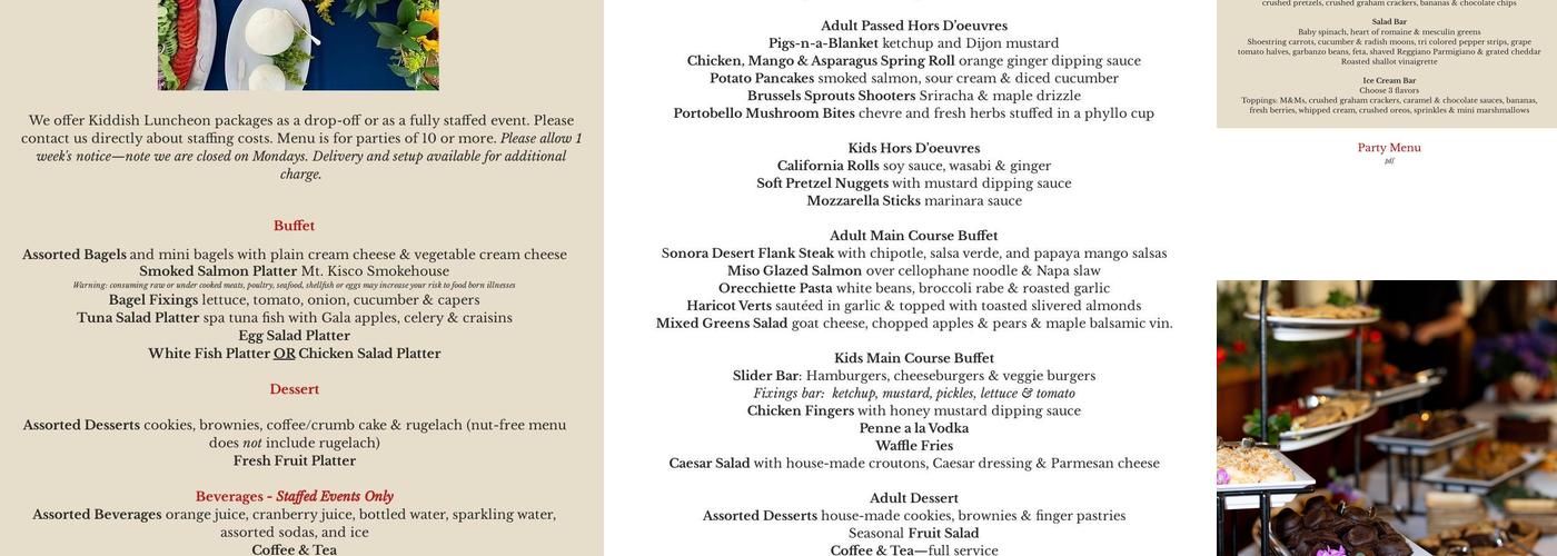 Taylored Menus Catering and Cafe Menu