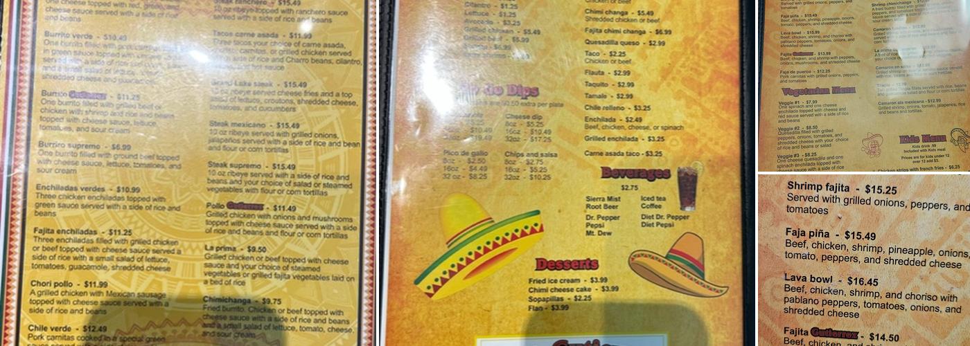 Casa Gutierrez Menu