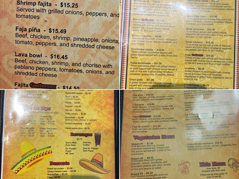 Casa Gutierrez Menu