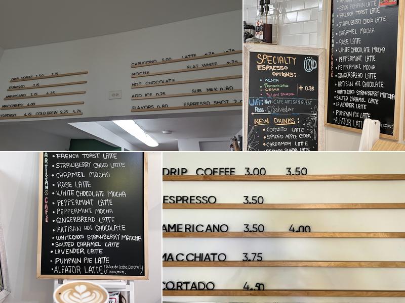 ARTISAN CAFE Menu