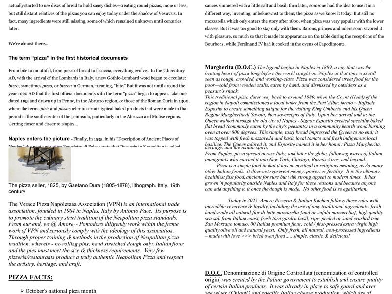 Amore Pizzeria & Italian Kitchen - Katonah Menu