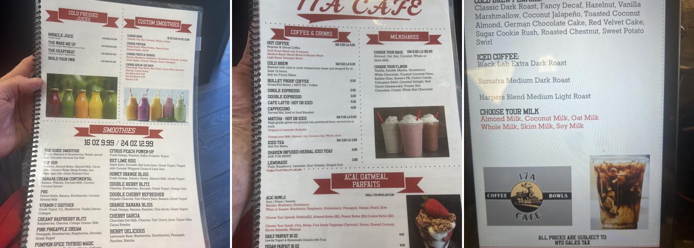 17A Cafe Menu