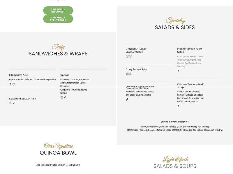 Farm to Table Cafe by Filomena Menu