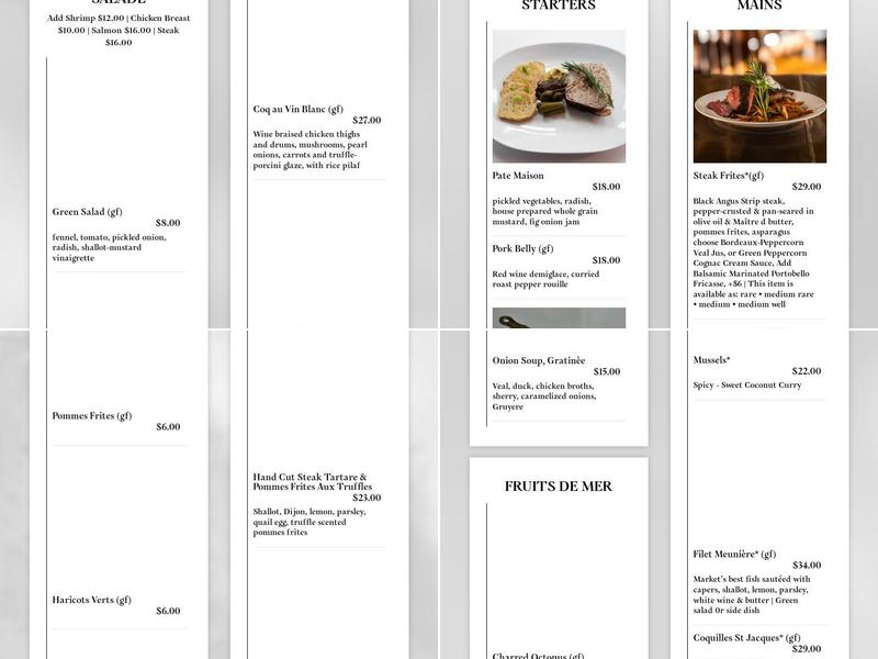 Laperaux, The Journeymanchef's French Bistro Menu