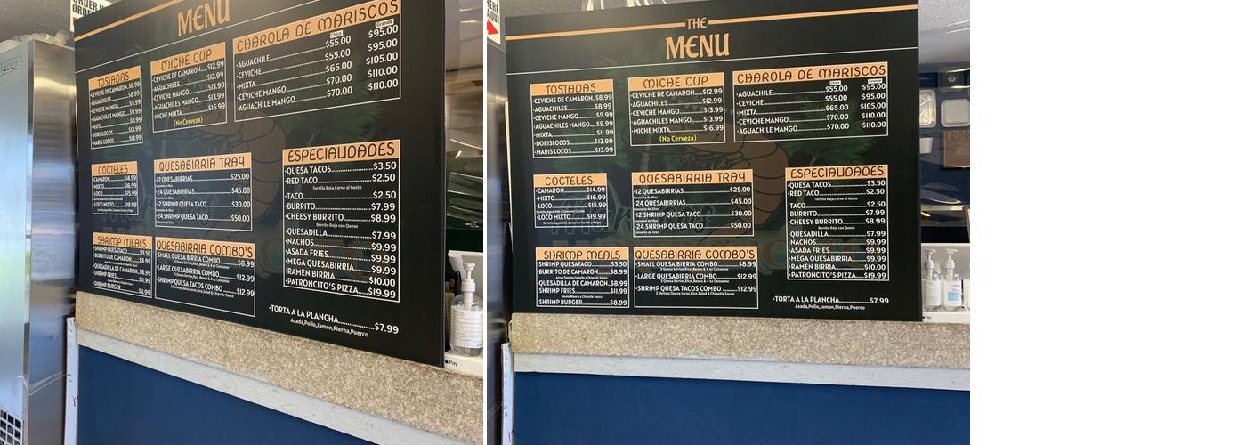 Mariscos el aguachiloco y taquería Menu