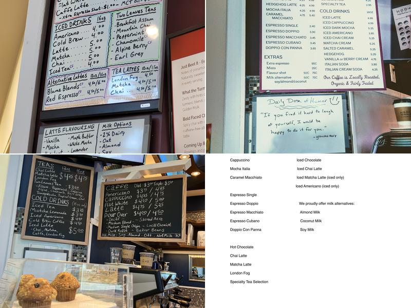 Half Blind Bean Coffee Menu