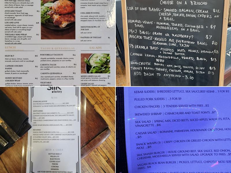 Silk Factory Menu