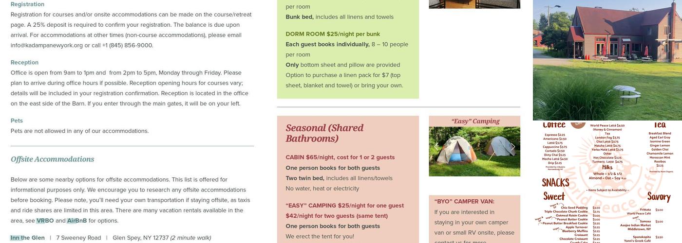 World Peace Café Glen Spey Menu