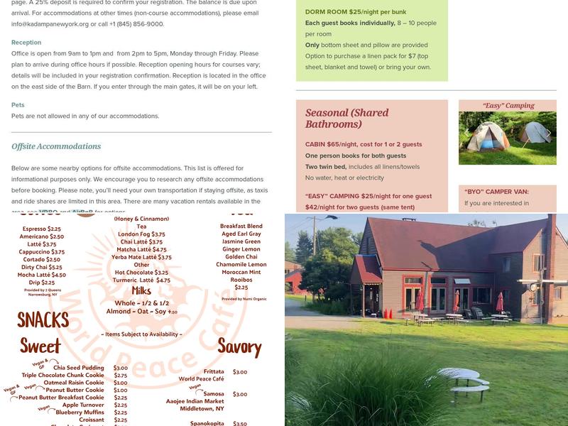 World Peace Café Glen Spey Menu