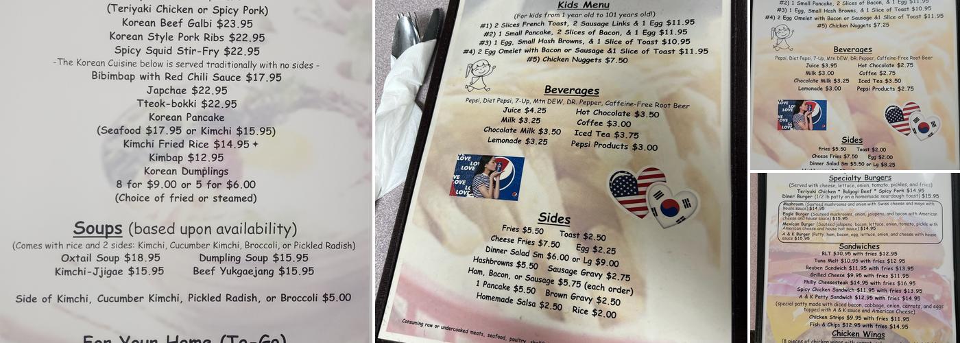 A & K Diner Menu