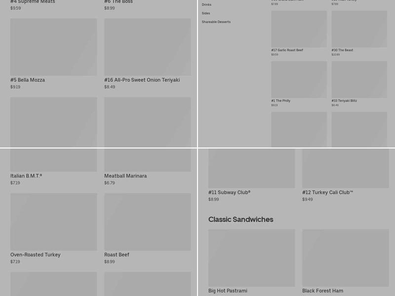 Subway Menu