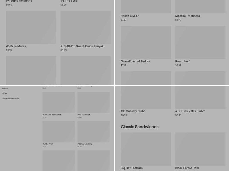 Subway Menu