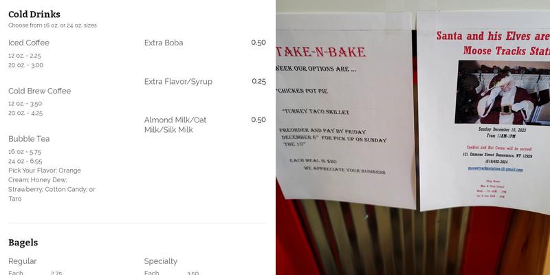 Moose Tracks Station Menu