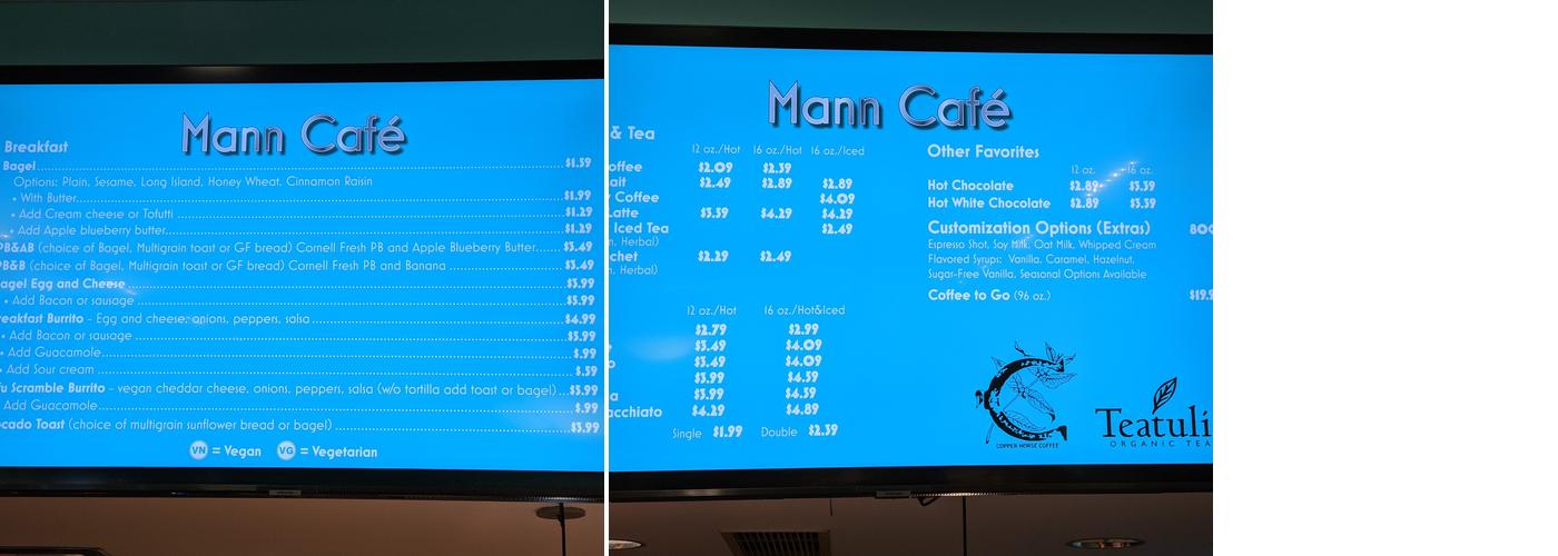 Mann Café Menu