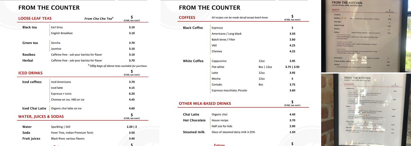 SENS CAFE Menu