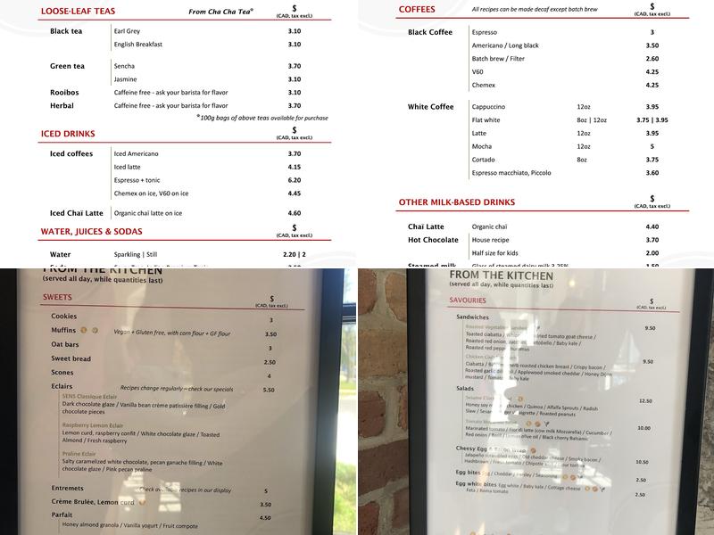 SENS CAFE Menu