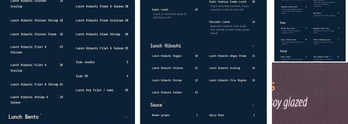 Takumi Hibachi Sushi Lounge Menu