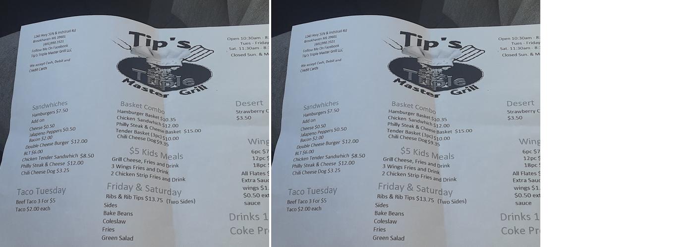 Tip’s Triple Master Grill Menu