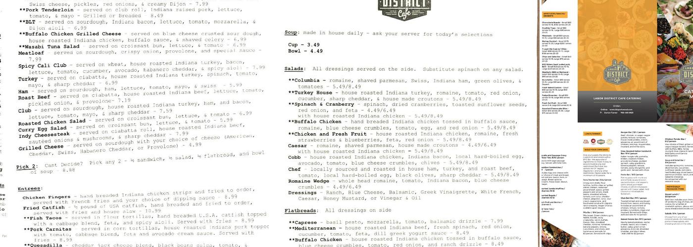 Labor District Cafe Menu