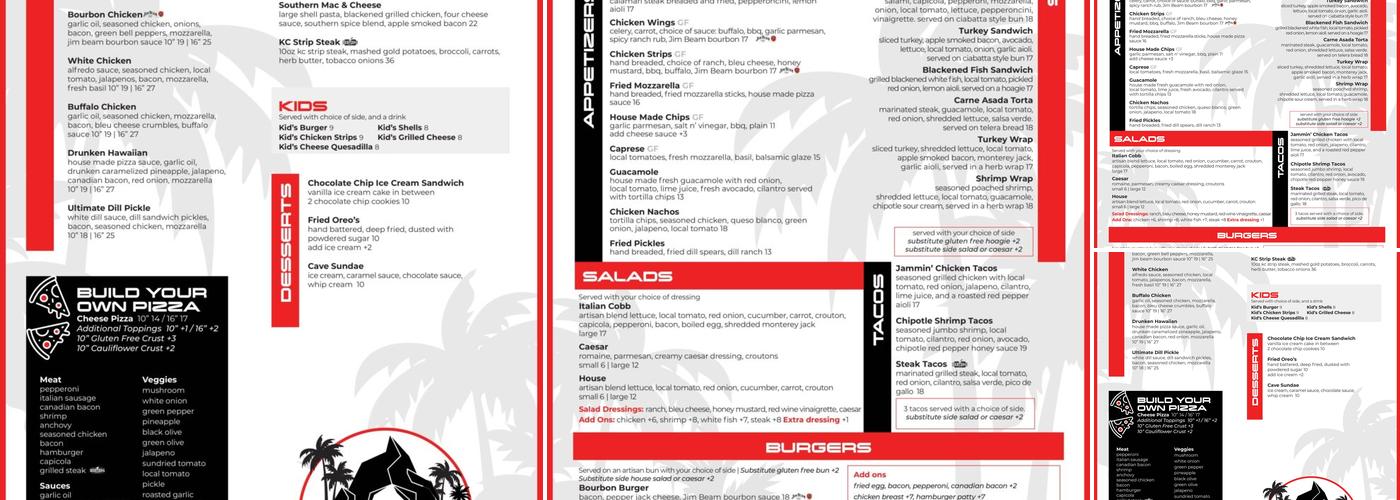 The Cave Bar & Grill Menu