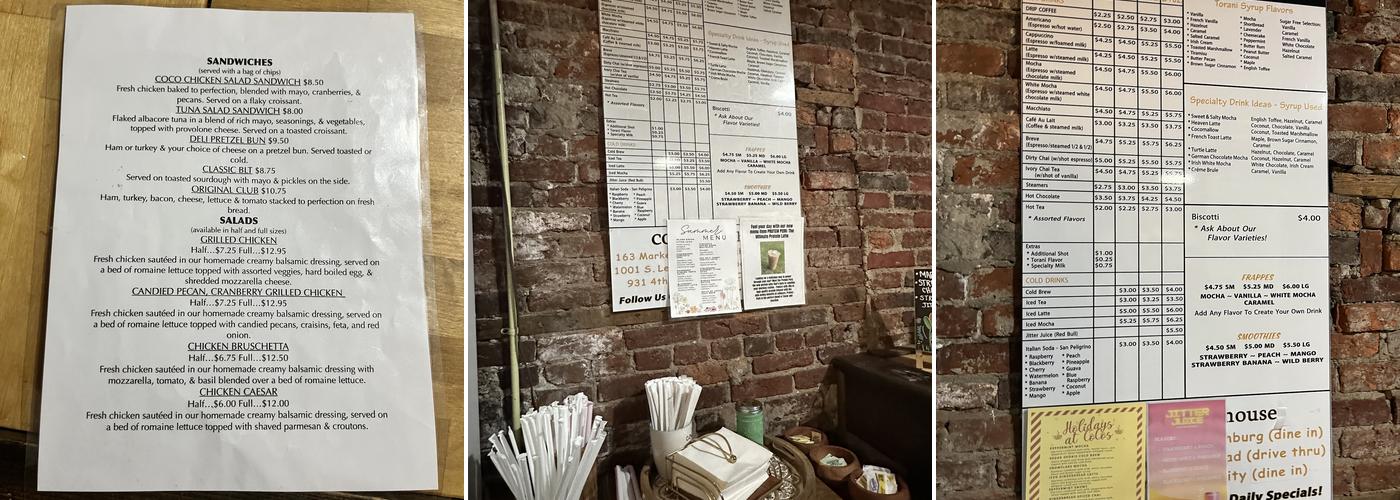 Coco coffeehouse Menu