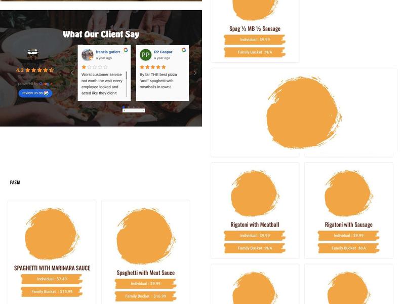 Amore Pizza - Lancaster Menu