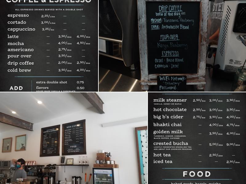 Tributary Coffee Roasters Menu