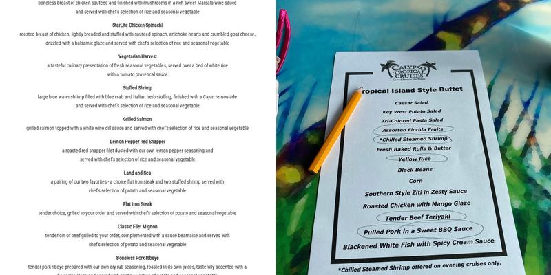 Calypso Queen Menu