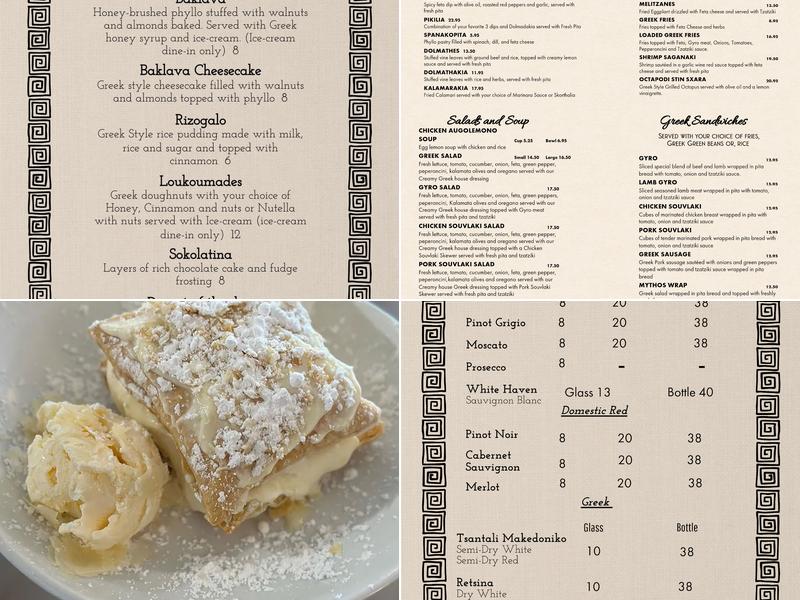 Mythos Authentic Greek Cuisine Menu