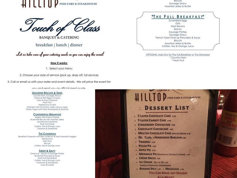 Spiro's Touch of Class Catering Menu