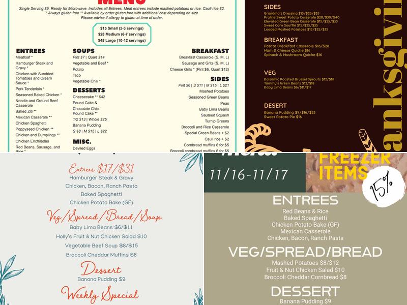 Meals with Purpose Menu