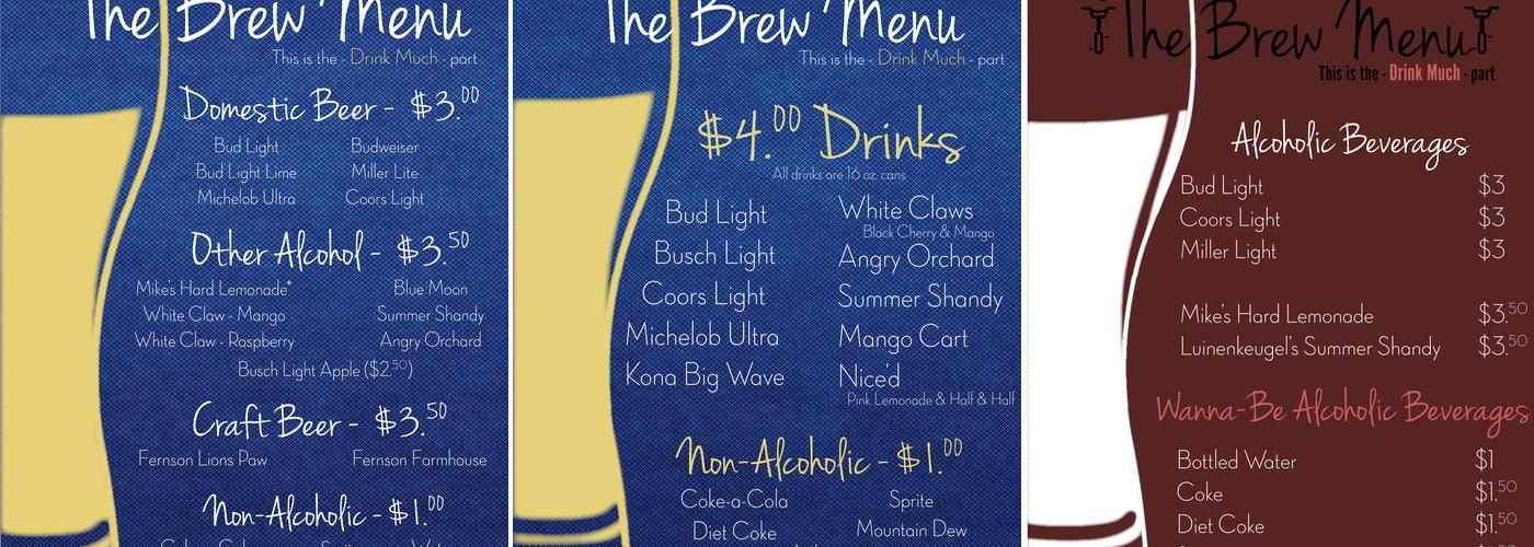 Bum's Bike & Brew Menu