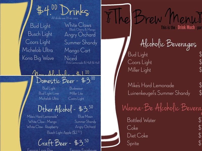 Bum's Bike & Brew Menu