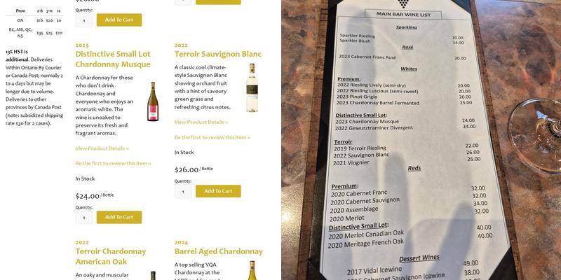 Strewn Winery Menu