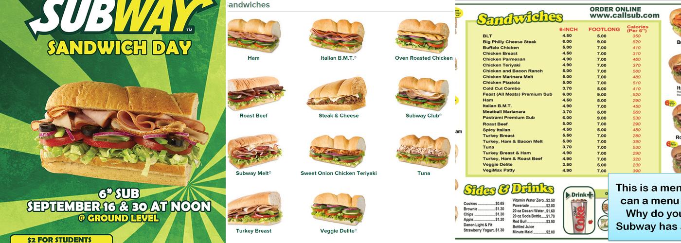 Subway Menu