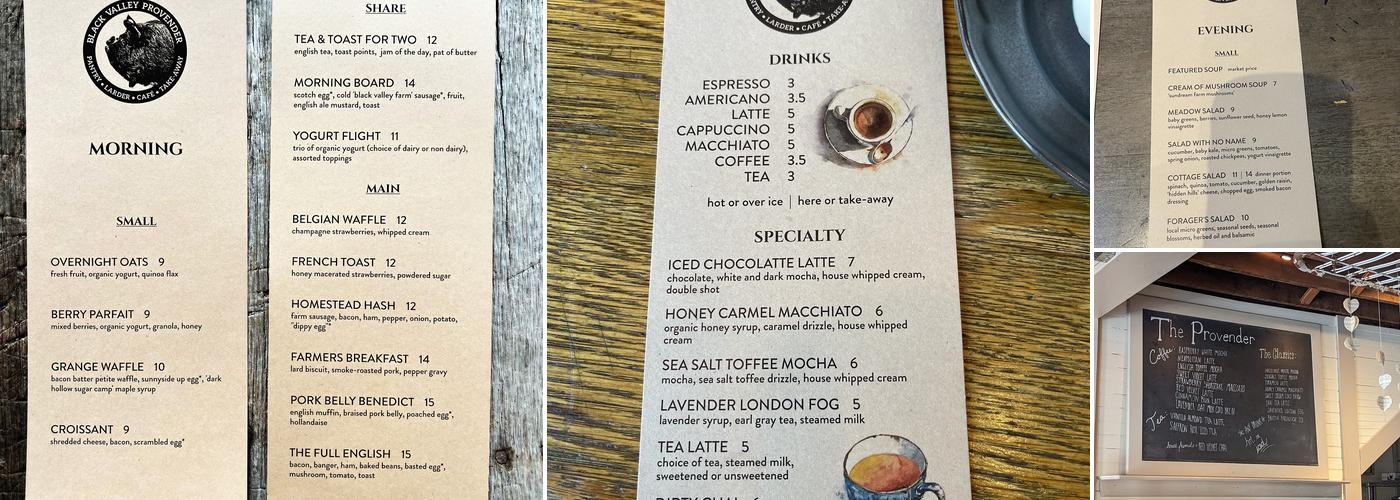 Black Valley Provender Menu