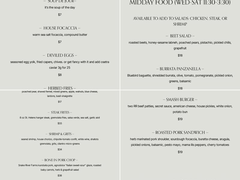 The Bank: Barroom & Eatery Menu