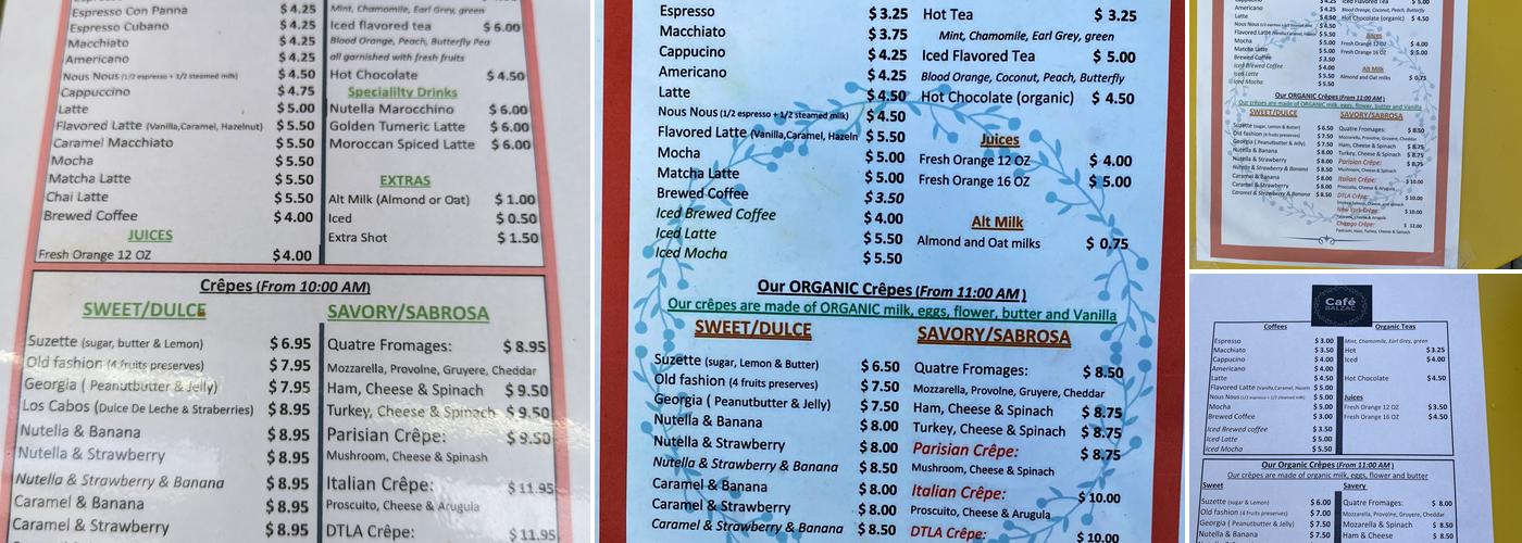 Cafe Balzac Menu