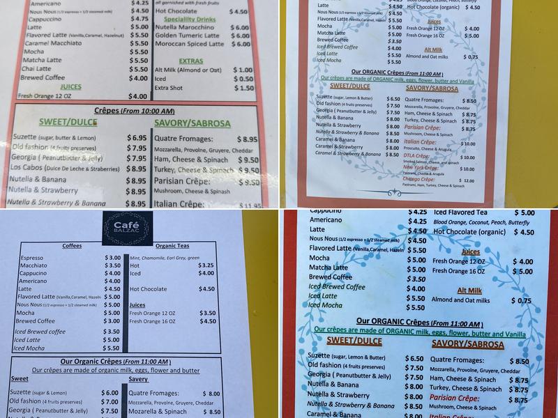 Cafe Balzac Menu
