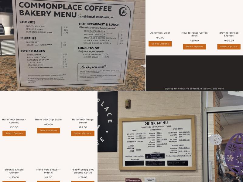 Commonplace Coffee Menu