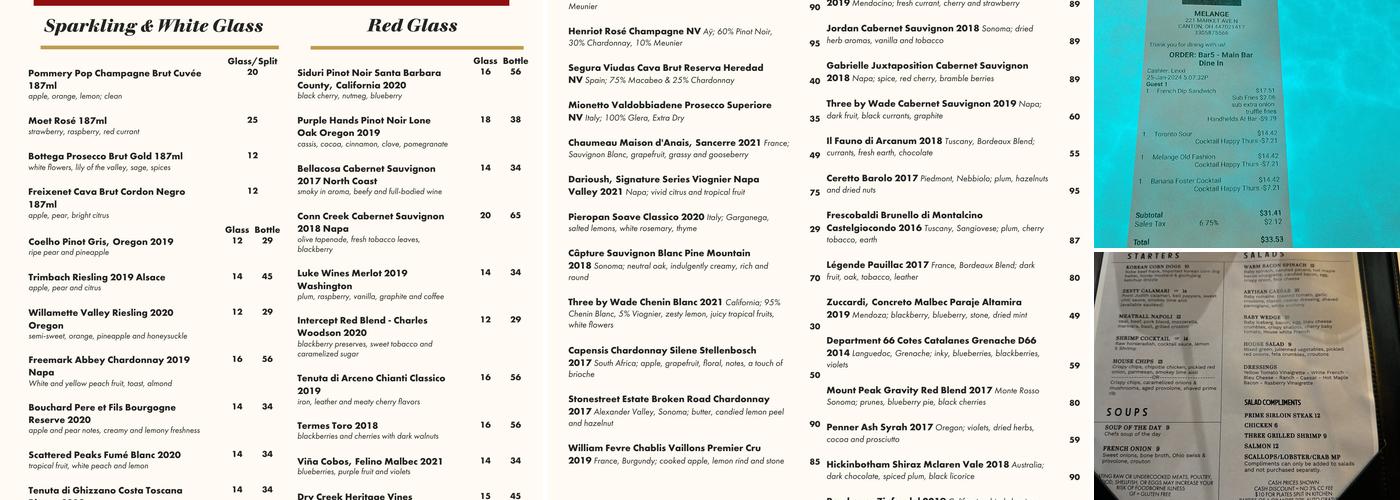 MÉLANGE Menu